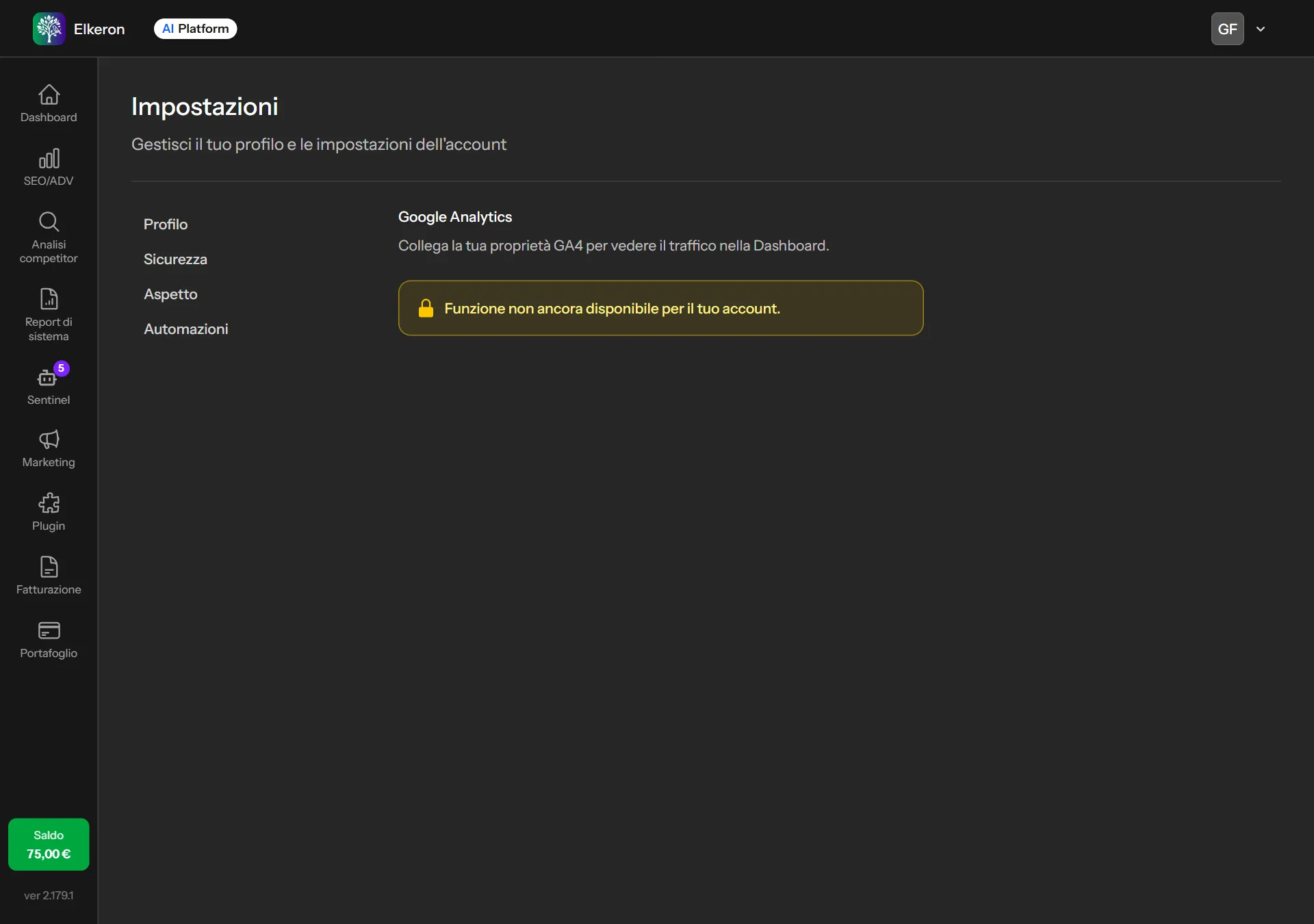Il collegamento a Google Analytics nelle impostazioni